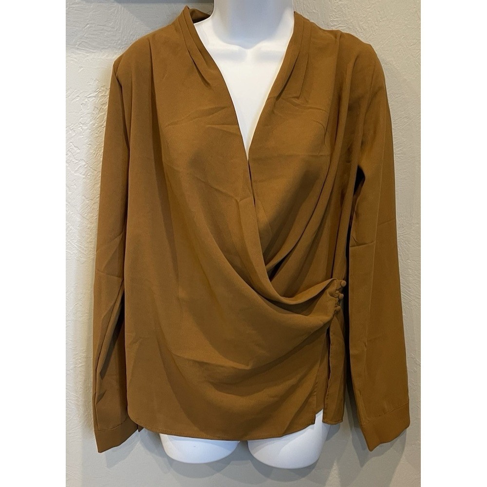 Favlux Fashion Top‎ Long Sleeve Brown Bohemian Style Top Womens Medium Blouse